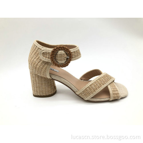 Ladies  open round toe chunky heel sandal